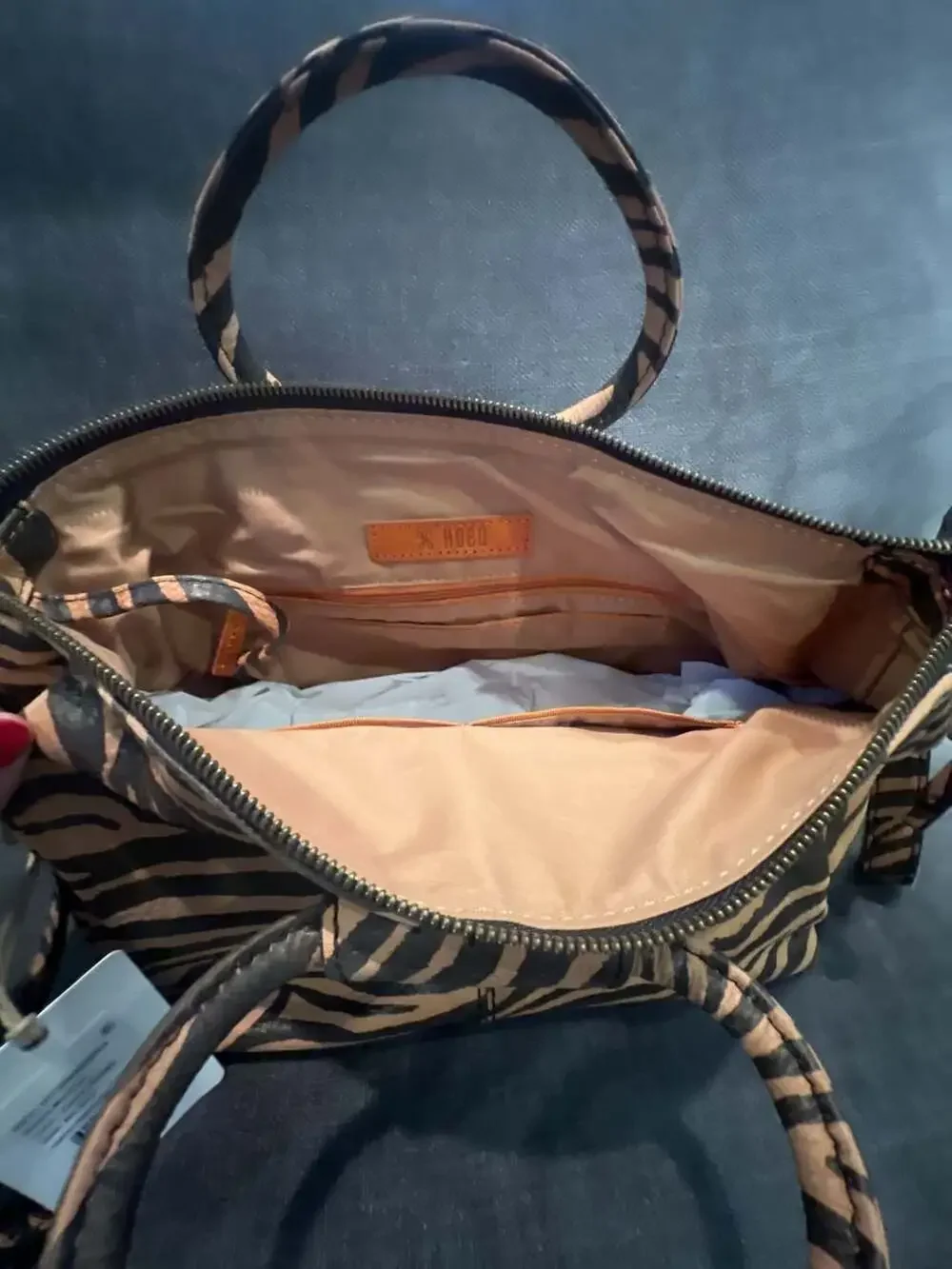 Hobo Sheila Medium Leather Handbag in Zebra Stripes